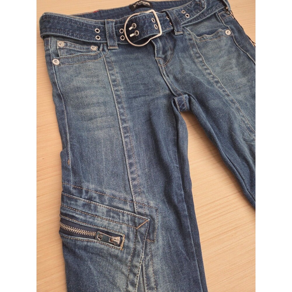 NEW True Religion Women's Becca Low Rise Cargo Bootcut Jeans Sz 26 x 32" Y2K
